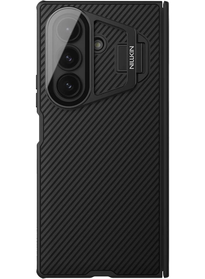 Nillkin CamShield Prop Transparent Lens Guard Edition Case for Samsung Galaxy Z Fold 7 – Clear Dual-Shell Armor with Flip-Style Camera Cover, Hidden Kickstand & Full Drop Protection – Black - Image 5